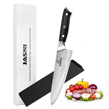 Jasni Chef Knife, 8 Inch High Carbon VG10 Damascus Steel Kitchen Knife, Ultra Sharp Blade, Professional Damascus Chef Cooking Knife for Home and Restaurant